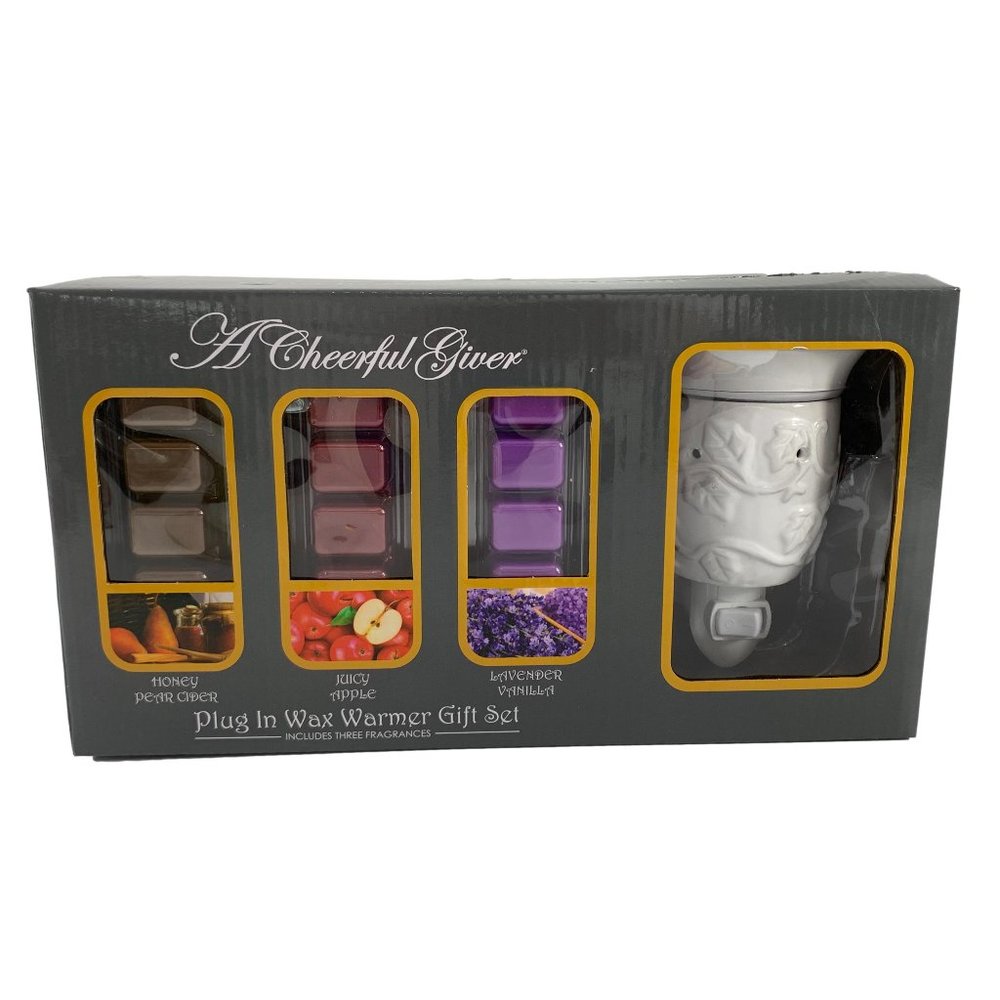 A Cheerful Giver Wax Warmer Gift Set 3 Scents Lavender Vanilla Apple Honey Pear